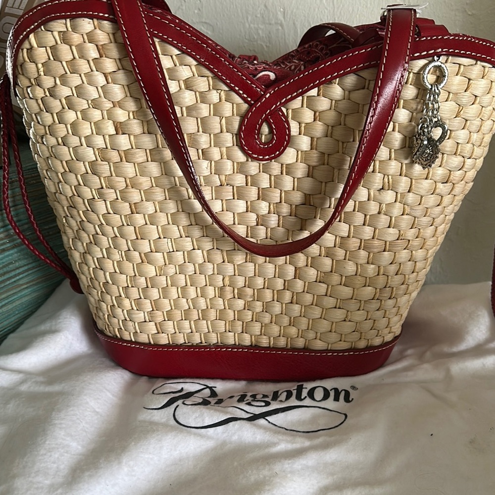 Brighton Red and Tan Elegant Tote Bag